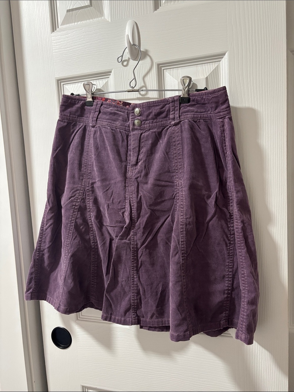 Athleta Purple Corduroy Skirt with Paisley Waistband